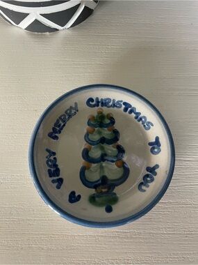 Vintage MA Hadley Pottery “A Very Merry Christmas To You” Coaster Trinket Dish
